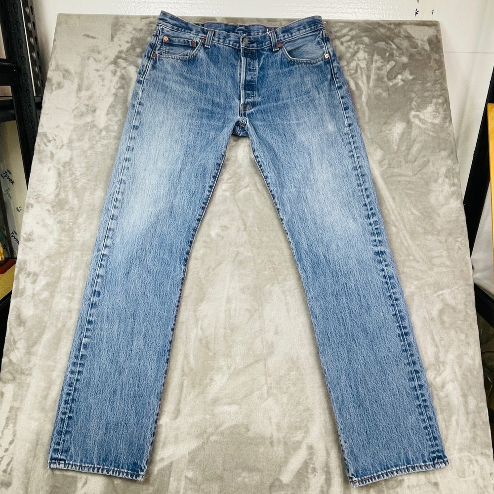 Levi's Jeans Mens 35 501 Original Blue Straight Leg Button Fly Denim Good